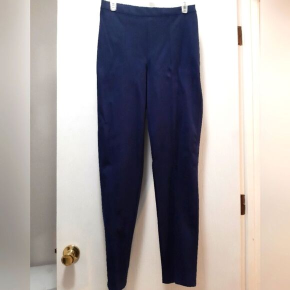 Isaac Mizrah Navy Blue Career Office Wear Slack Elastic High Waist Size 6 Tall - Picture 1 of 11